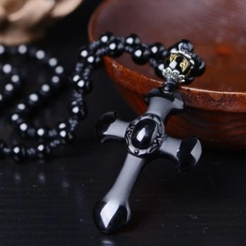 Classic Black Cross Pendant Necklace Men Women Hand-Woven Bead Chain Talisman Pendulum Necklace
Classic Black Cross Pendant Necklace Men Women Hand-Woven Bead Chain Talisman Pendulum Necklace