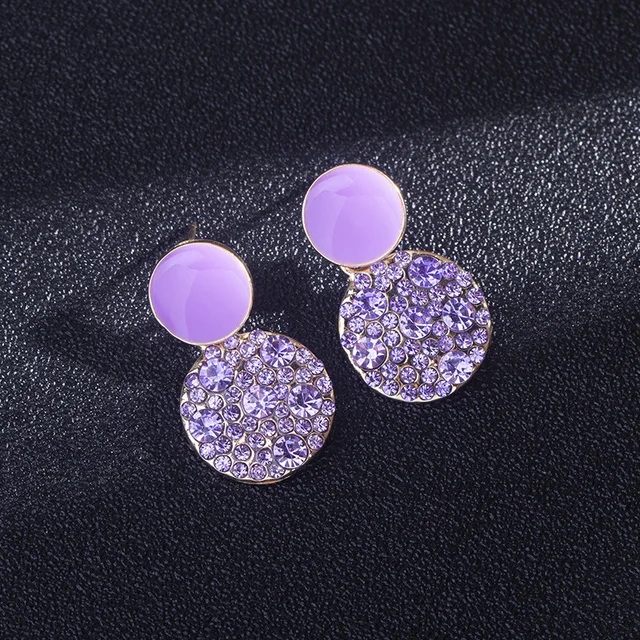 Boucles d'oreilles pendantes en biscuits ChimPurple pour femmes, émail, huile, géométrie, métal rond, bijoux de fête, cadeau en gros 1