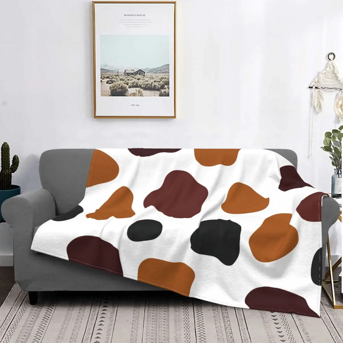

Abstract Fleece Blankets Cute Cow Print Funny Throw Blanket for Sofa Bedding Lounge 150*125cm Bedspread