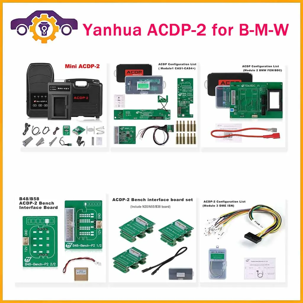 

Yanhua ACDP-2 for B-M-W IMMO Package with Module 1/2/3 for BMW CAS FEM BDC Add Key DME ISN Read Free N20/N55/B38/B48 Bench Board