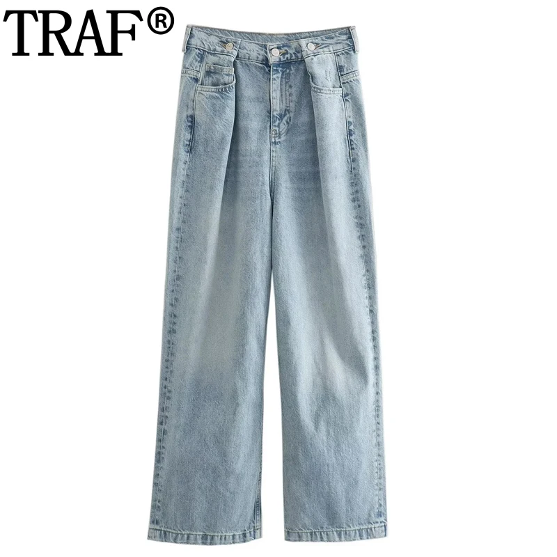 TRAF 2023 Blue Denim Trousers Women Mid Waist Jeans Wide Pants Woman Fashion Summer Baggy Pants Streetwear Women's Trousers
TRAF 2023 Blue Denim Trousers Women Mid Waist Jeans Wide Pants Woman Fashion Summer Baggy Pants Streetwear Women's Trousers
