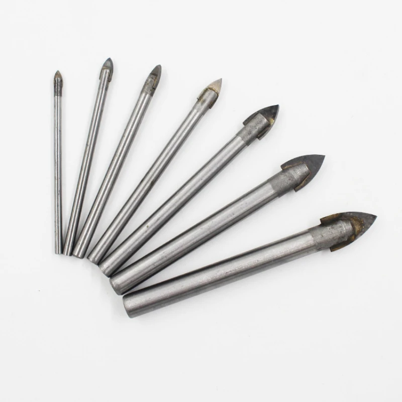 

Glass Diamond Triangle Drill Set Round Handle Flat Tile Drill Bit 7PC3-12mm Reaming Drill Bit