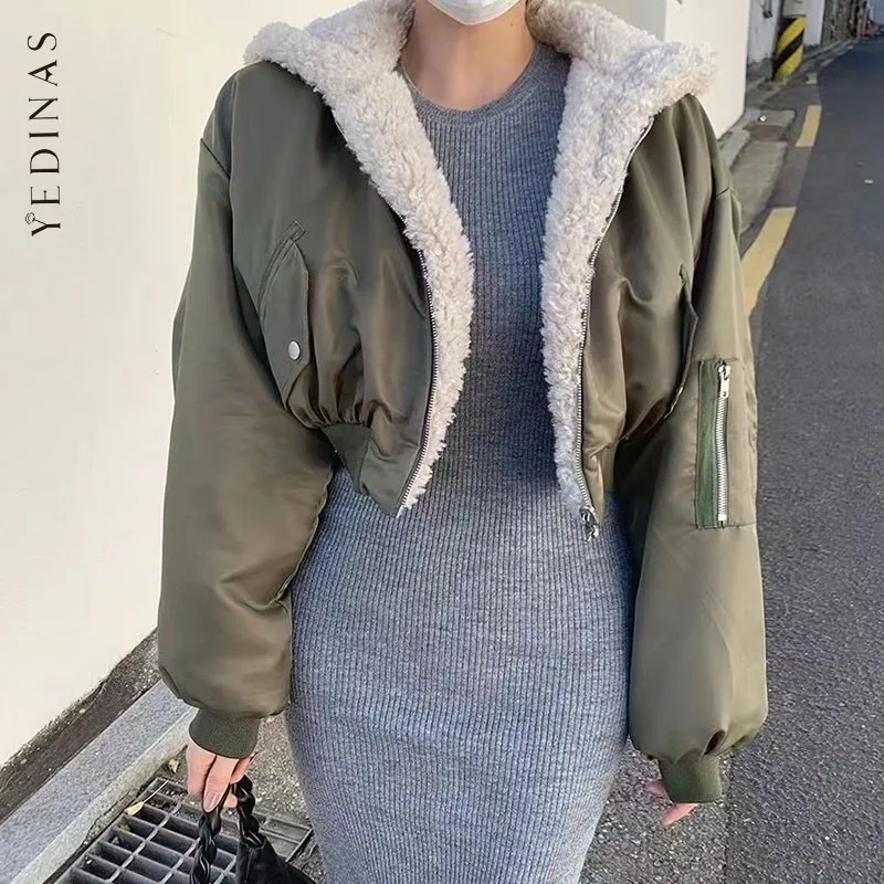 Yedinas Korean Fashion Thick Warm Reversible Jacket And Coat Women Clothes Long Sleeve Autumn Winter 2023 Plush Parka Chic
Yedinas Korean Fashion Thick Warm Reversible Jacket And Coat Women Clothes Long Sleeve Autumn Winter 2023 Plush Parka Chic