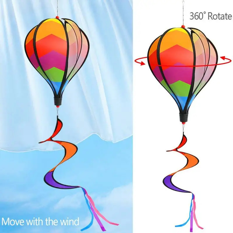 

Hot Air Balloon Wind Spinner Rainbow Hanging Wind Twister Outdoor Windmill Garden Front Yard Home Festival Celebration Decor