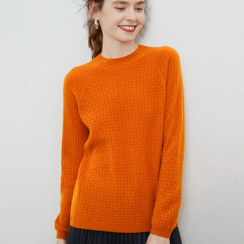 Cashmere sweater women's round neck 100% pure wool slim fit long-sleeved pullover autumn and winter new knitted sweater women
Cashmere sweater women's round neck 100% pure wool slim fit long-sleeved pullover autumn and winter new knitted sweater women