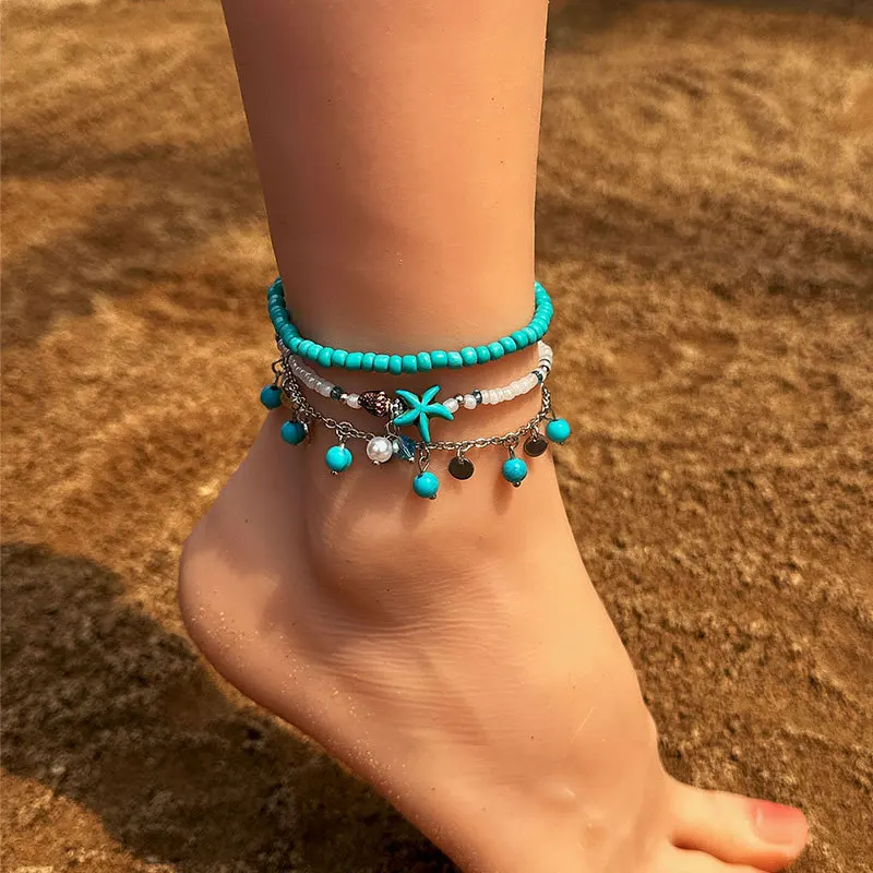 3pcs/set Retro Starfish Pendant Anklets Stone Beads Ankle for Women Summer Beach Bohemian Foot Chain Travelling Souvenir Gifts
3pcs/set Retro Starfish Pendant Anklets Stone Beads Ankle for Women Summer Beach Bohemian Foot Chain Travelling Souvenir Gifts