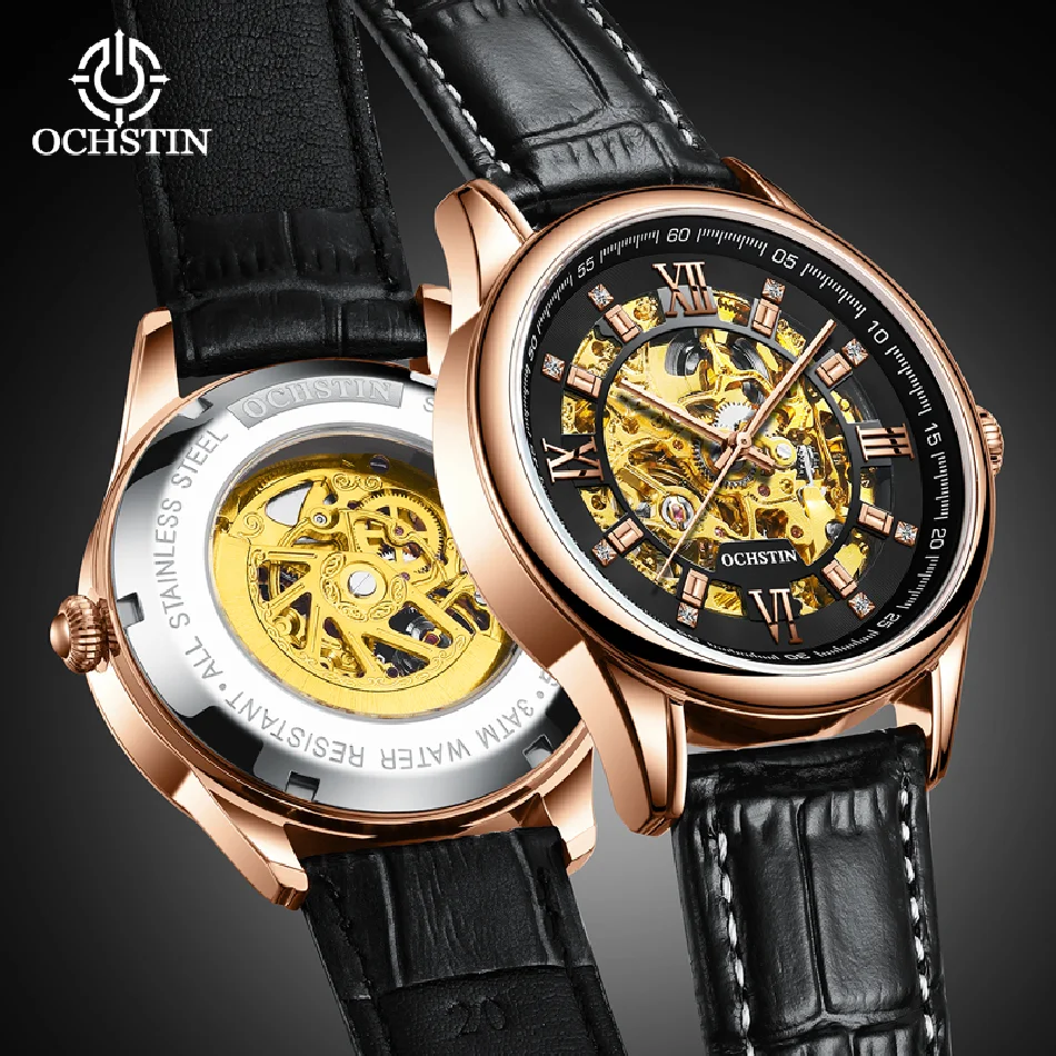 OCHSTIN New Fashion Men Watch Automatic Mechanical Retro Skeleton Dial Leather Band 304 Stainless Steel Case 30m Waterproof Gift
OCHSTIN New Fashion Men Watch Automatic Mechanical Retro Skeleton Dial Leather Band 304 Stainless Steel Case 30m Waterproof Gift