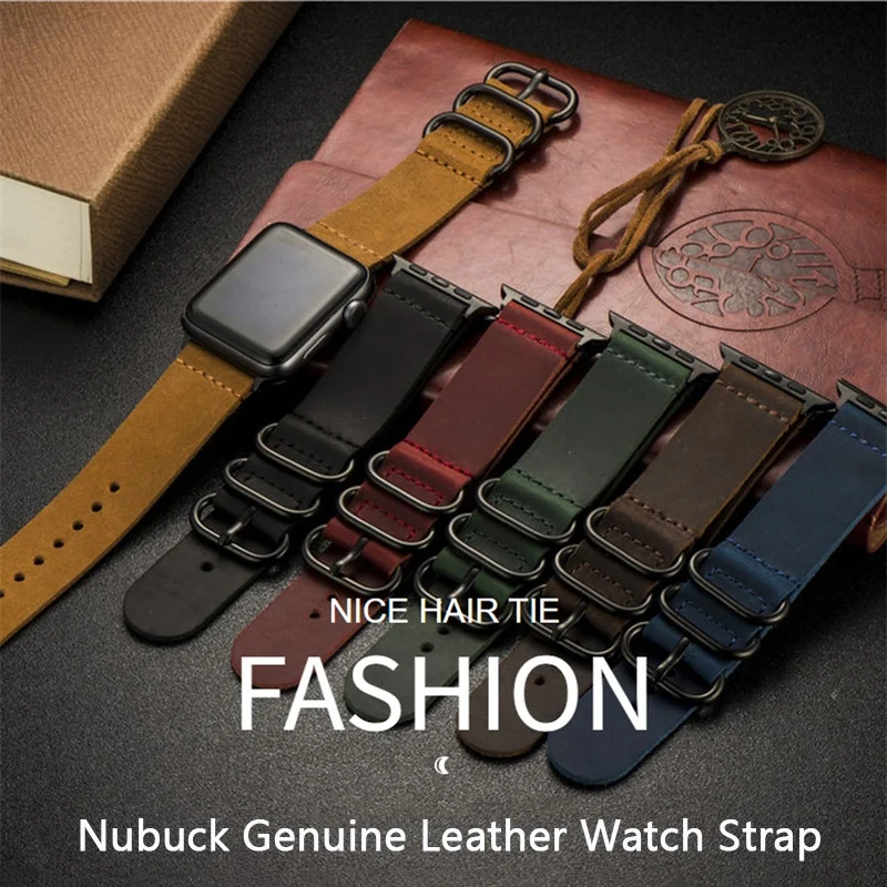 Three-ring Buckle Nubuck Genuine Leather Watch Strap for Apple Watch Series 7/6/5/4/se/3/2/1Simple Solid
Three-ring Buckle Nubuck Genuine Leather Watch Strap for Apple Watch Series 7/6/5/4/se/3/2/1Simple Solid