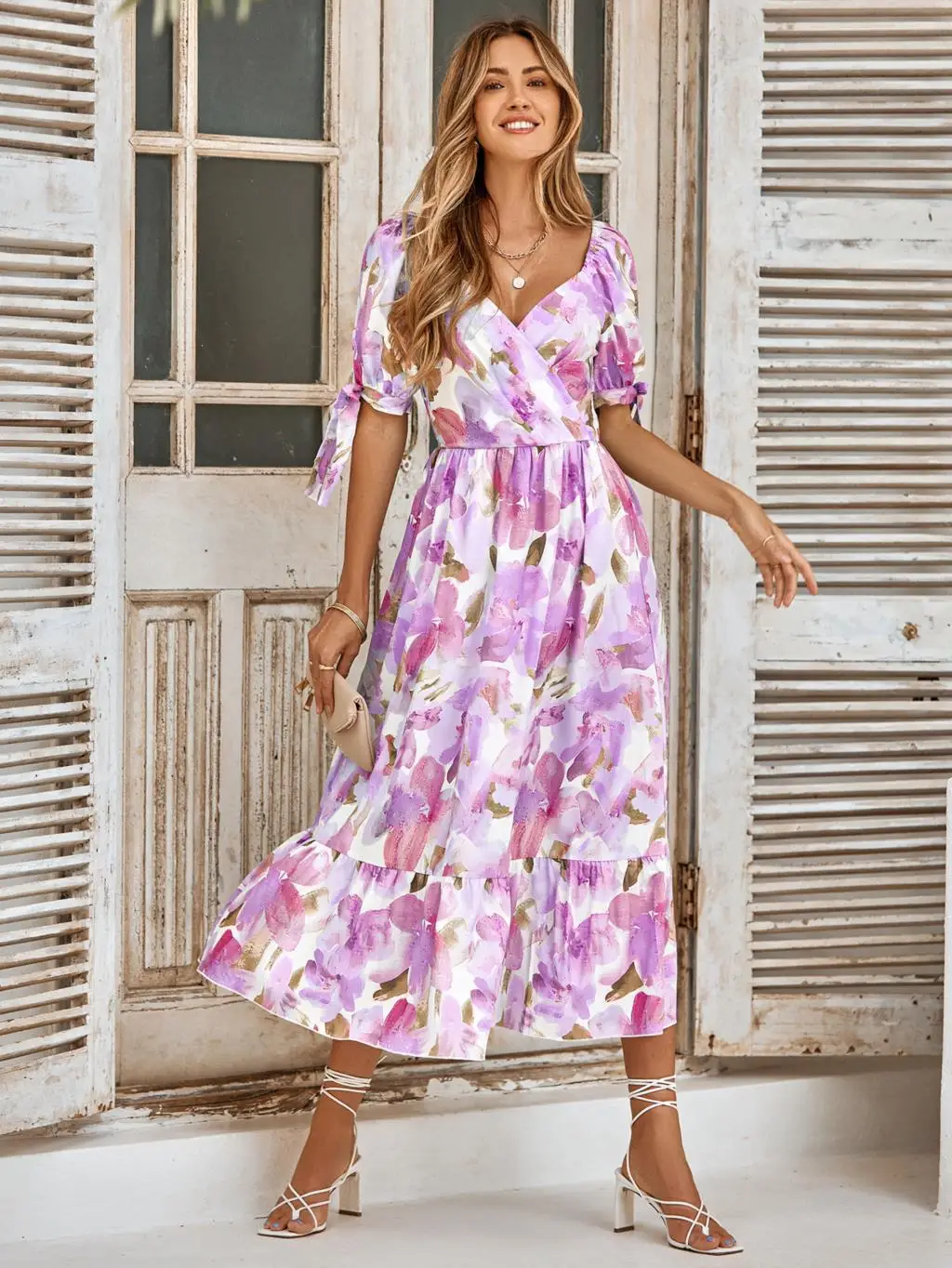 Women V Neck Bow Lantern Sleeve Tie Dye Maxi Dress High Elastic Waist A-Line Prairie Chic Spring Summer Long Dress Vestidos
Women V Neck Bow Lantern Sleeve Tie Dye Maxi Dress High Elastic Waist A-Line Prairie Chic Spring Summer Long Dress Vestidos