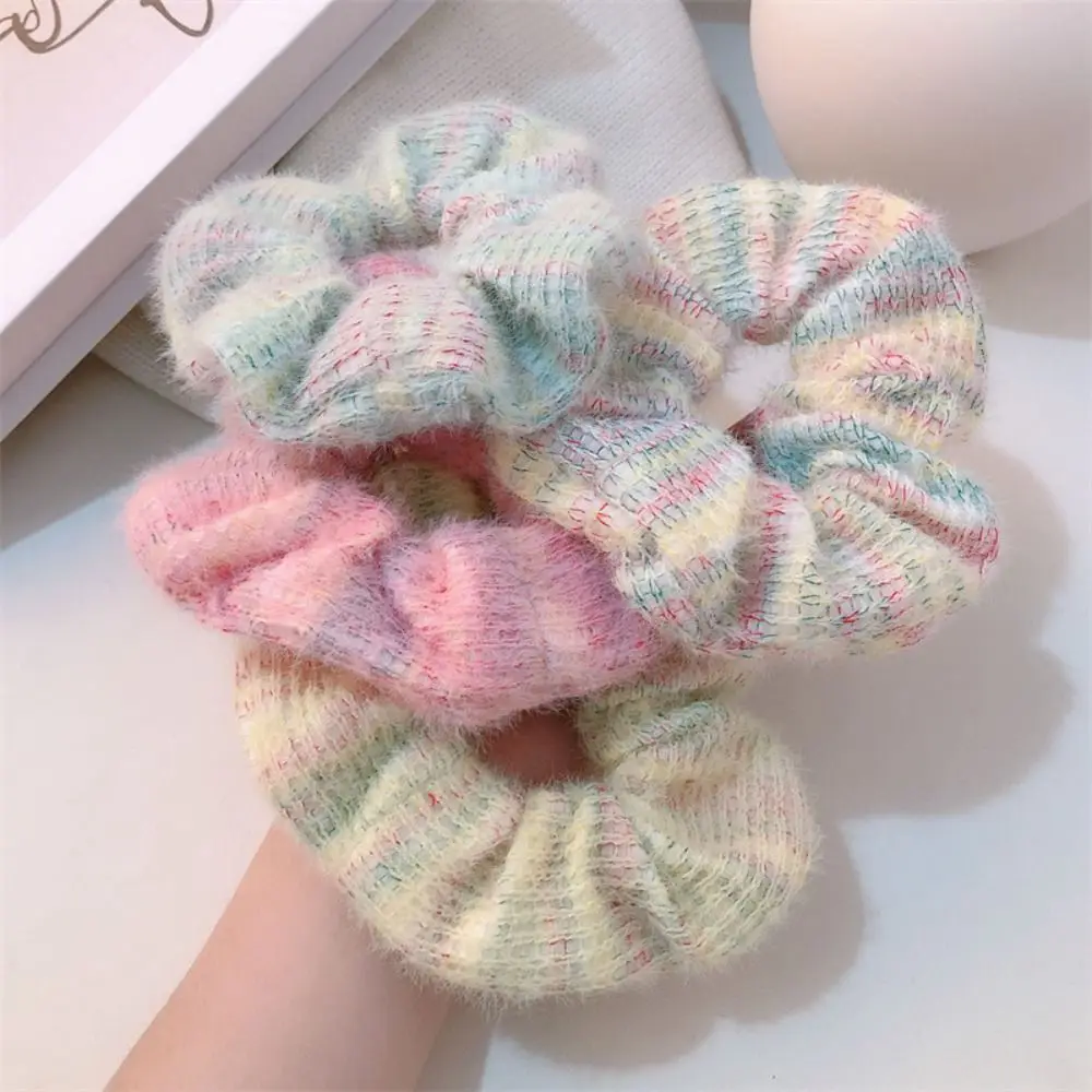 

Elastic Sweet Knitted Hair Rope Rubber Band Ponytail Holder Knitted Hair Hoop Korean Style Hairbands Winter Plush Scrunchies