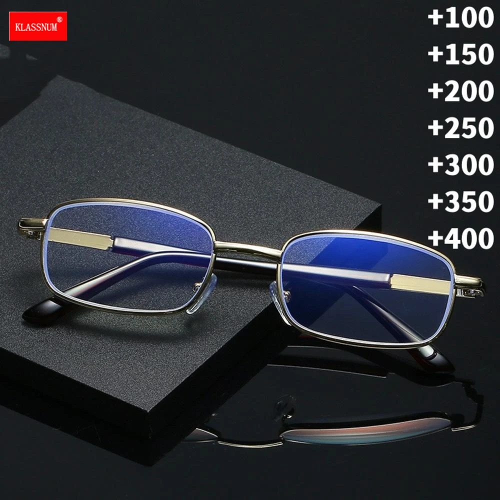 KLASSNUM Men Magnifying Reading Glases Luxury Square Metal Frame Retro Anti Blue Light Glasses Presbyopia Optical +1.0 +2.0 +4.0
KLASSNUM Men Magnifying Reading Glases Luxury Square Metal Frame Retro Anti Blue Light Glasses Presbyopia Optical +1.0 +2.0 +4.0