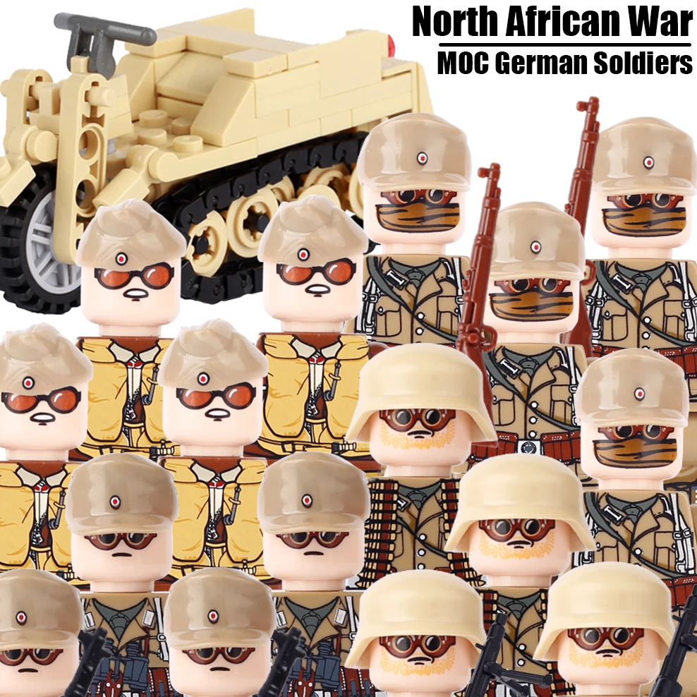 Немецкие фигурки MOC WW2, солдатики Militray, североафриканская война, армия, строительные блоки, набор SDKFZ.2, бронированные переносные блоки, игрушки для мальчиков
Немецкие фигурки MOC WW2, солдатики Militray, североафриканская война, армия, строительные блоки, набор SDKFZ.2, бронированные переносные блоки, игрушки для мальчиков