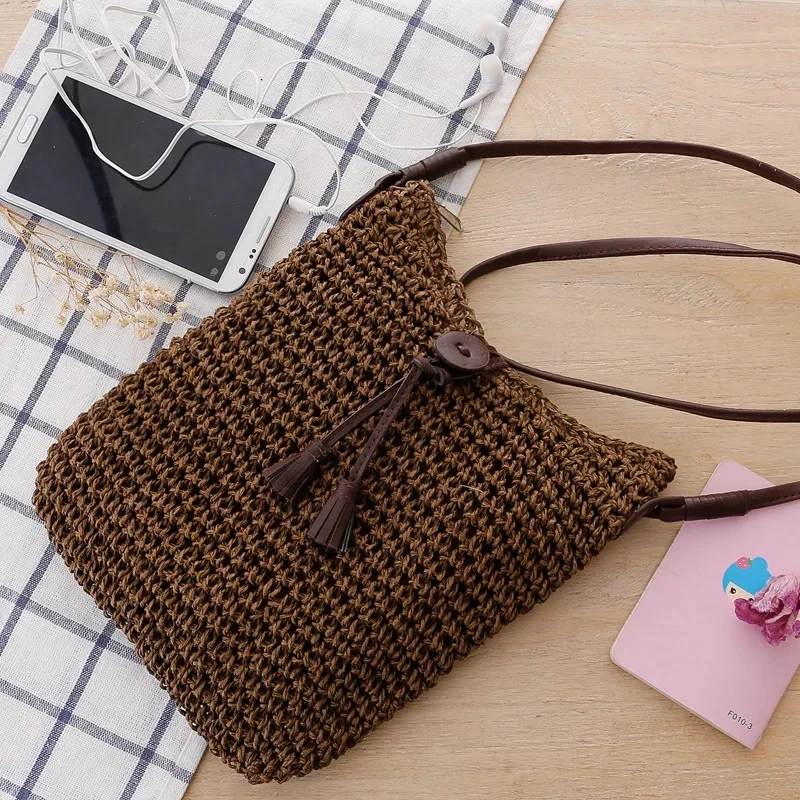 Travel Wicker Crossbody Tote - Hand Woven Bohemian Beach Shoulder Bag 12 S1b9fbdd3d60140ca9546ae2990cce2395