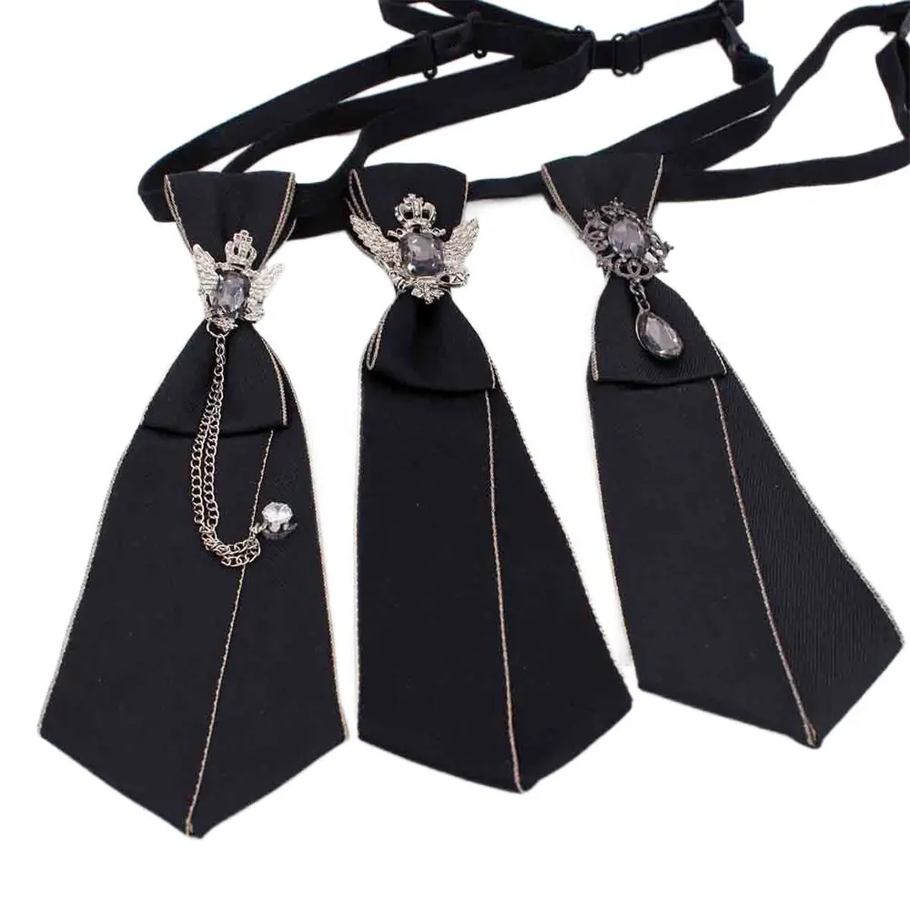 

Металлическая цепь черный галстук модный Панк Хрустальный Кулон JK рубашка Украшение Готический регулируемый галстук для мальчиков и девочек