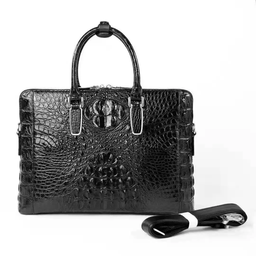 100% Genuine/Real Crocodile Skin Leather Men Business Bag Briefcase Laptop alligator skin black color promotion prices |