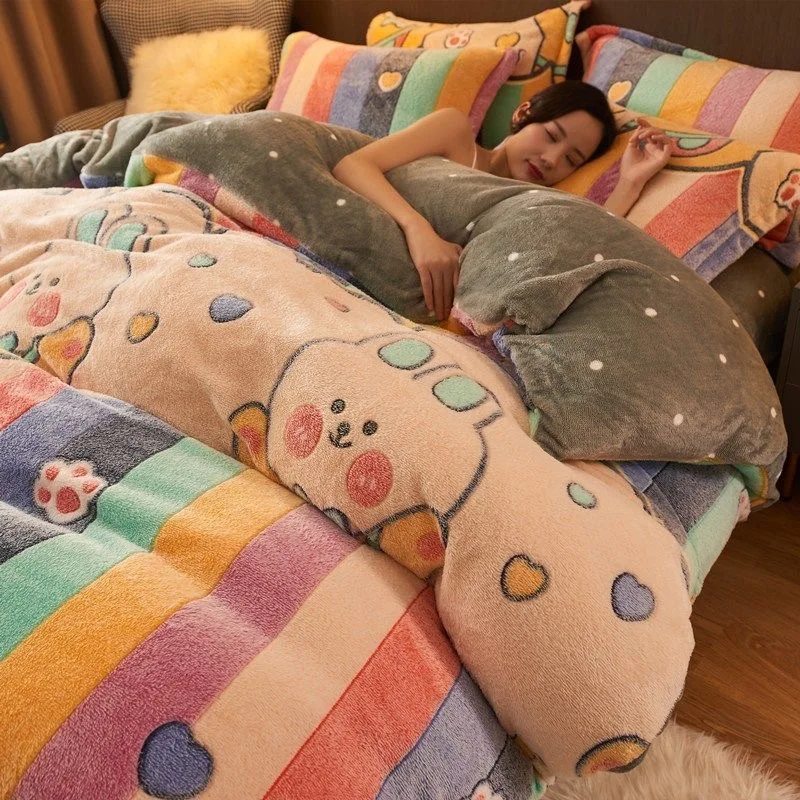 Winter Flannel Duvet Cover 1pcs Cute Soft Warm Coral Fleece Keep Warm Bed Quilt Covers Queen King size without Pillowcase
Winter Flannel Duvet Cover 1pcs Cute Soft Warm Coral Fleece Keep Warm Bed Quilt Covers Queen King size without Pillowcase