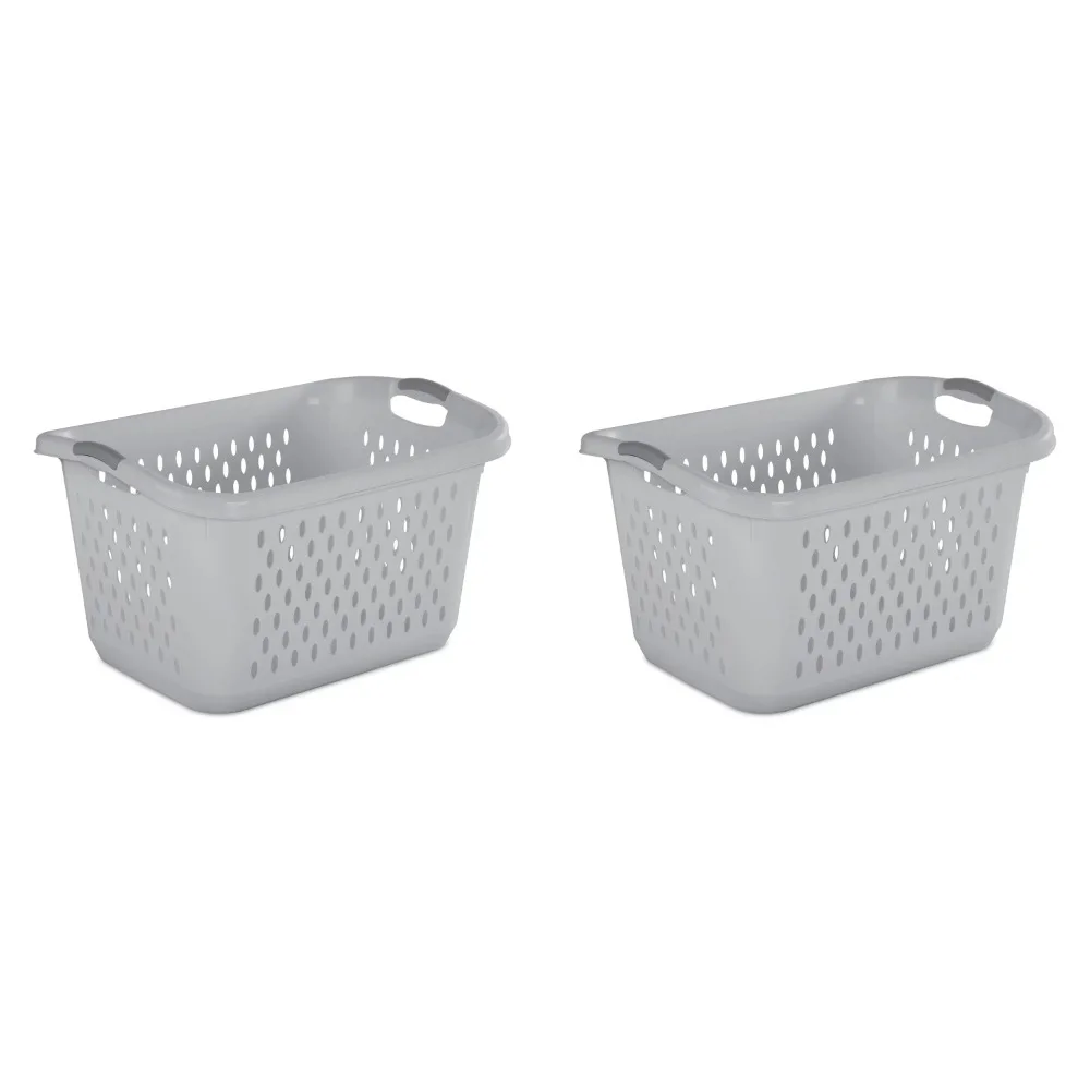 

2.7 Bushel Jumbo Plastic Laundry Baskets, Soft Silver, 2 Pack, Laundry Basket,26.75 X 20.00 X 15.87 Inches