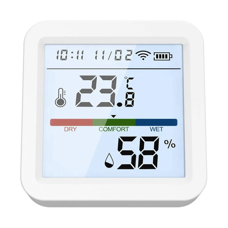 Wifi Humidity Sensor Backlighting Screen App Control Temperature Alarm Sensor With Clock Function For Home
Wifi Humidity Sensor Backlighting Screen App Control Temperature Alarm Sensor With Clock Function For Home