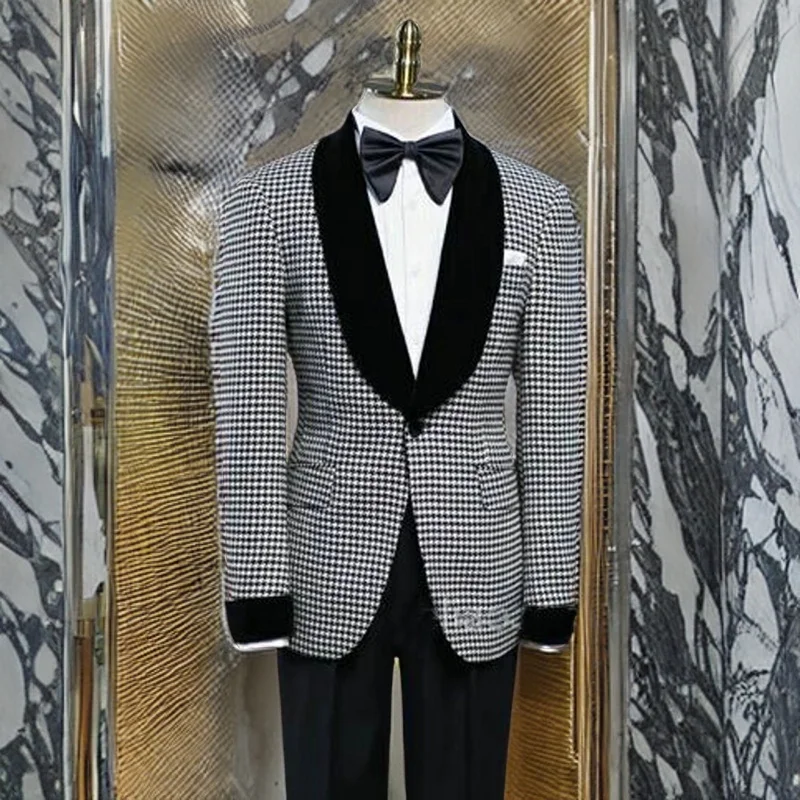 Houndstooth Men's 2 Piece Suit for Wedding Prom Dinner Party Slim Fit Groomsmen Tuxedo 2023 Male Fashion Blazer and Pants
Houndstooth Men's 2 Piece Suit for Wedding Prom Dinner Party Slim Fit Groomsmen Tuxedo 2023 Male Fashion Blazer and Pants