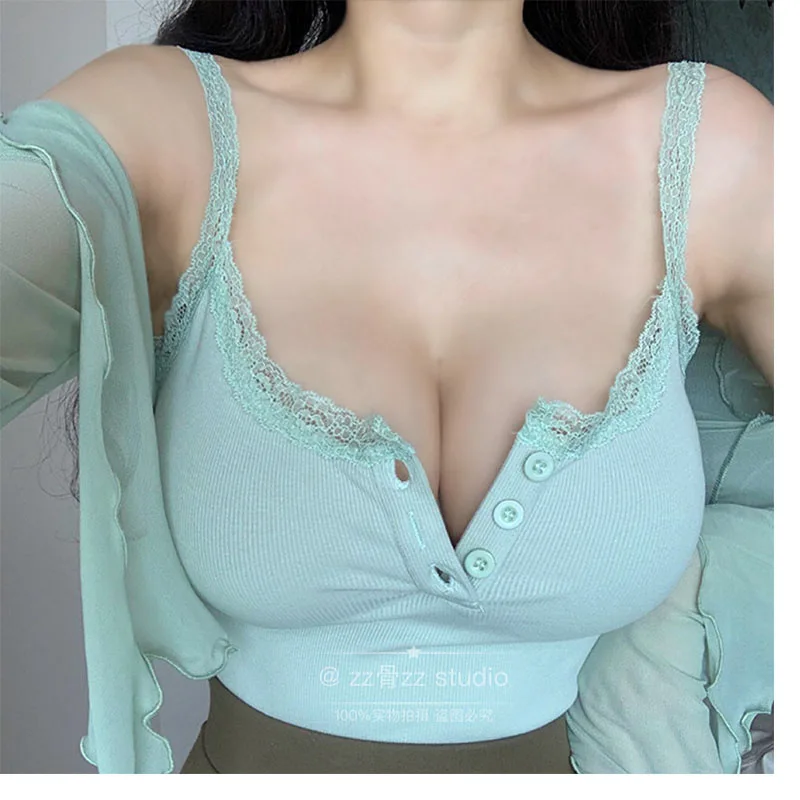 Undershirt Casual Spice Lace Splicing Fashion Basic Solid Color Back Vest Green Elegant Women Y5QT
Undershirt Casual Spice Lace Splicing Fashion Basic Solid Color Back Vest Green Elegant Women Y5QT