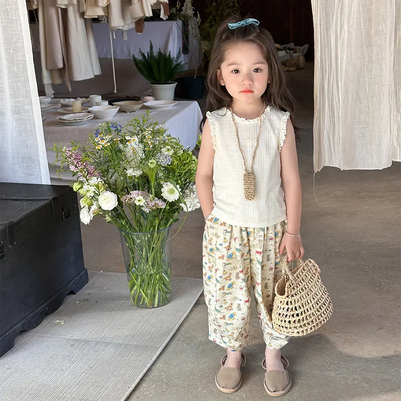 2024 New Summer Toddler Girls 2PCS Clothes Set Cotton Ribbes Ruffle Tees Vest Cartoon Dog Printed Casual Pants Baby Girl Outfits
2024 New Summer Toddler Girls 2PCS Clothes Set Cotton Ribbes Ruffle Tees Vest Cartoon Dog Printed Casual Pants Baby Girl Outfits