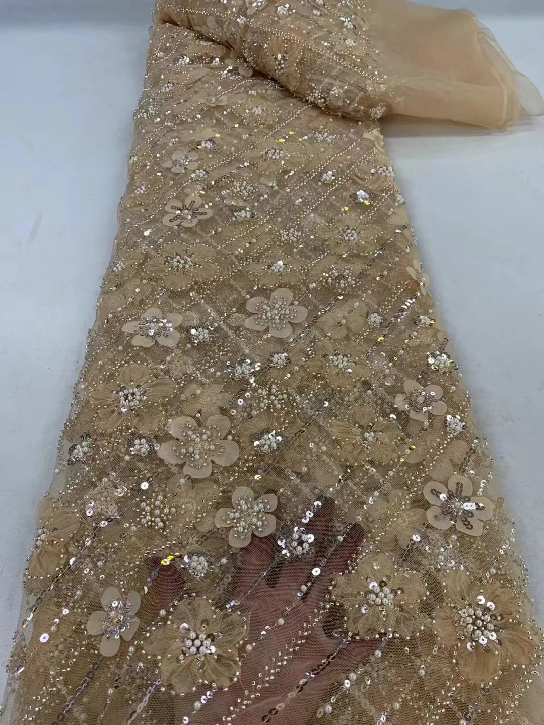Tulle Lace Fabric for African Wedding Party Gown, Nigerian Beads Laces, Embroidered Net Cloth, High Quality, 5 Yards
Tulle Lace Fabric for African Wedding Party Gown, Nigerian Beads Laces, Embroidered Net Cloth, High Quality, 5 Yards
