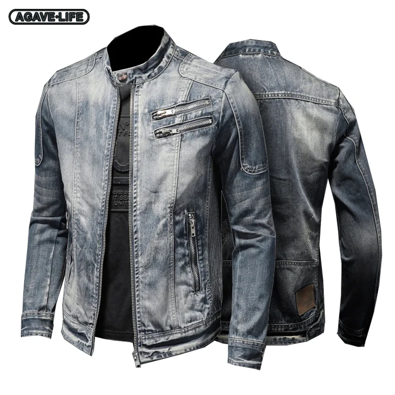 Punk Men's Denim Jacket High Quality Stand-up Collar Jean Coat Double Zipper Fashion Street Jean Tops Handsome Male Denim Jacket
Punk Men's Denim Jacket High Quality Stand-up Collar Jean Coat Double Zipper Fashion Street Jean Tops Handsome Male Denim Jacket