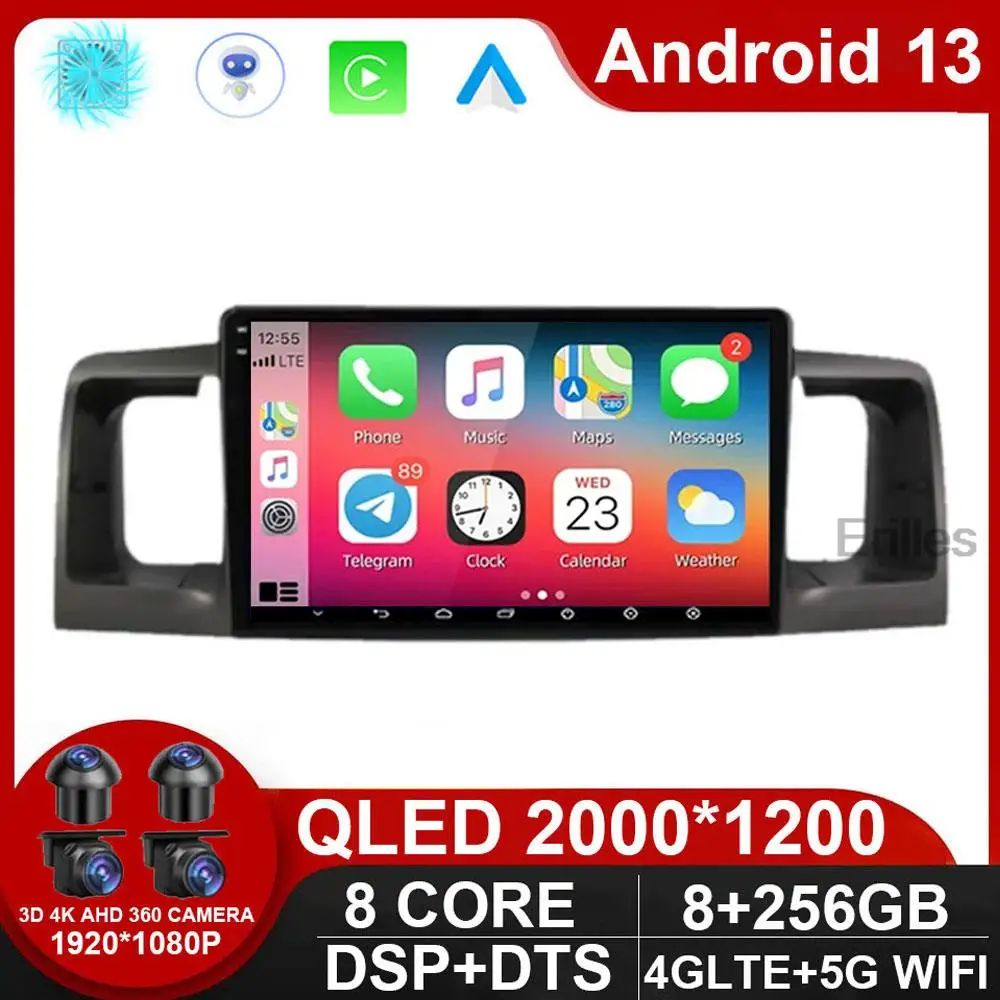 

For Toyota Corolla E120 e 120 BYD F3 2007 - 2011 DSP IPS 6GRAM Android 13 4G NET Car Radio Multimedia Video Player Carplay GPS