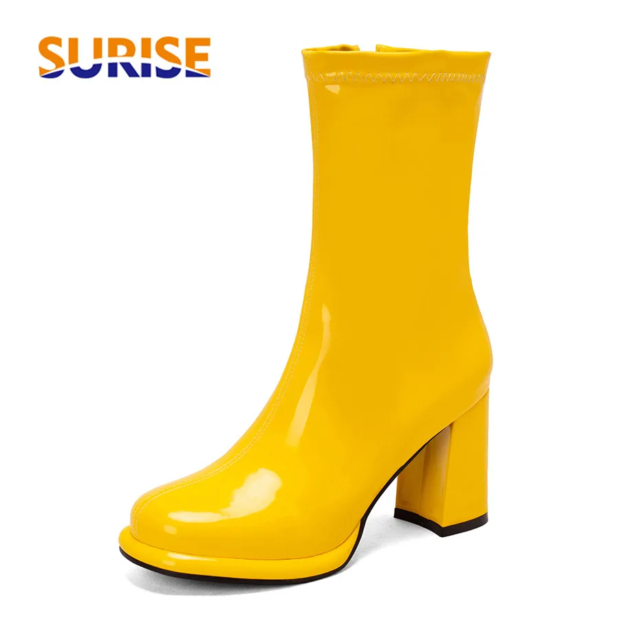 Fashion Women Platform Ankle Boots Black Yellow Patent Leather High Heels Autumn Winter Office Lady Round Toe Zipper Short Boots
Fashion Women Platform Ankle Boots Black Yellow Patent Leather High Heels Autumn Winter Office Lady Round Toe Zipper Short Boots