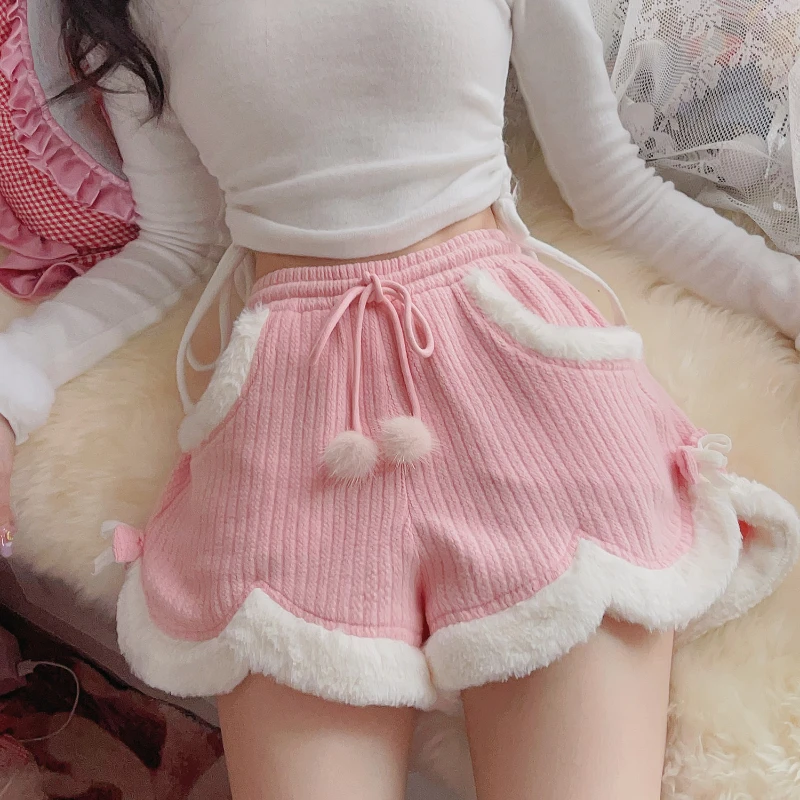 Pink Kawaii Plush Bow Lolita Shorts Women Japan Cute Elastic Waist Lace-Up Short Pants Y2k Fur Patchwork Wide-leg Bottoms Shorts
Pink Kawaii Plush Bow Lolita Shorts Women Japan Cute Elastic Waist Lace-Up Short Pants Y2k Fur Patchwork Wide-leg Bottoms Shorts