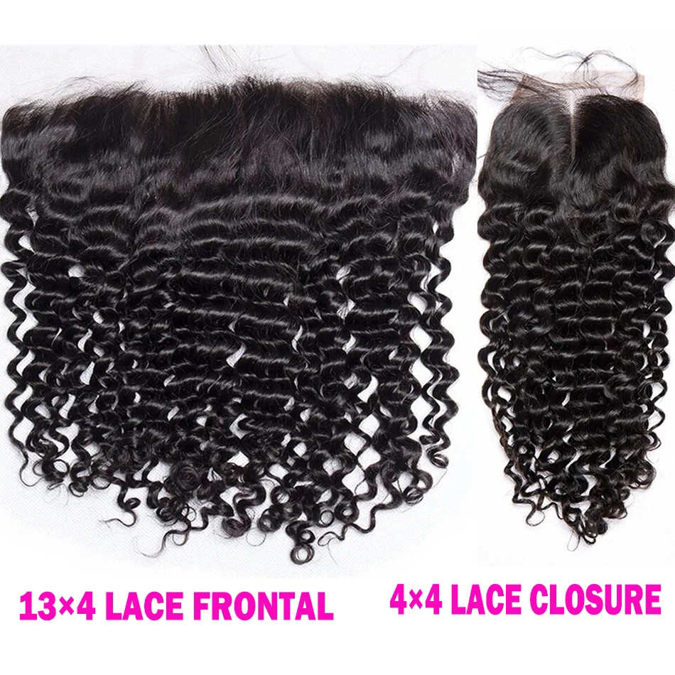 

Deep Wave 13x4 HD Transparent Lace Frontal Closure Straight Water Wave Lace 4X4 Closure Only Human Hair Pre Plucked Kinky Curly