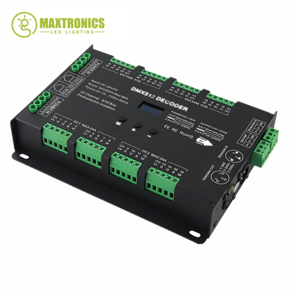 Constant Voltage 32CH DMX LED Decoder DC5V-24V 3A*32CH 8port x 4CH output DMX512 Controller BC-632 For RGB RGBW Led Strip Lights
Constant Voltage 32CH DMX LED Decoder DC5V-24V 3A*32CH 8port x 4CH output DMX512 Controller BC-632 For RGB RGBW Led Strip Lights