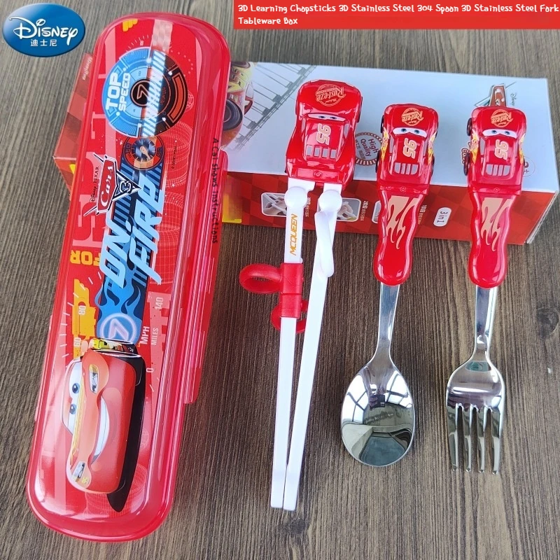 

Disney Tableware Children's Chopsticks Baby 3d Practice Chopsticks 304 Stainless Steel Spoon Fork Chopsticks Cutlery Box Set