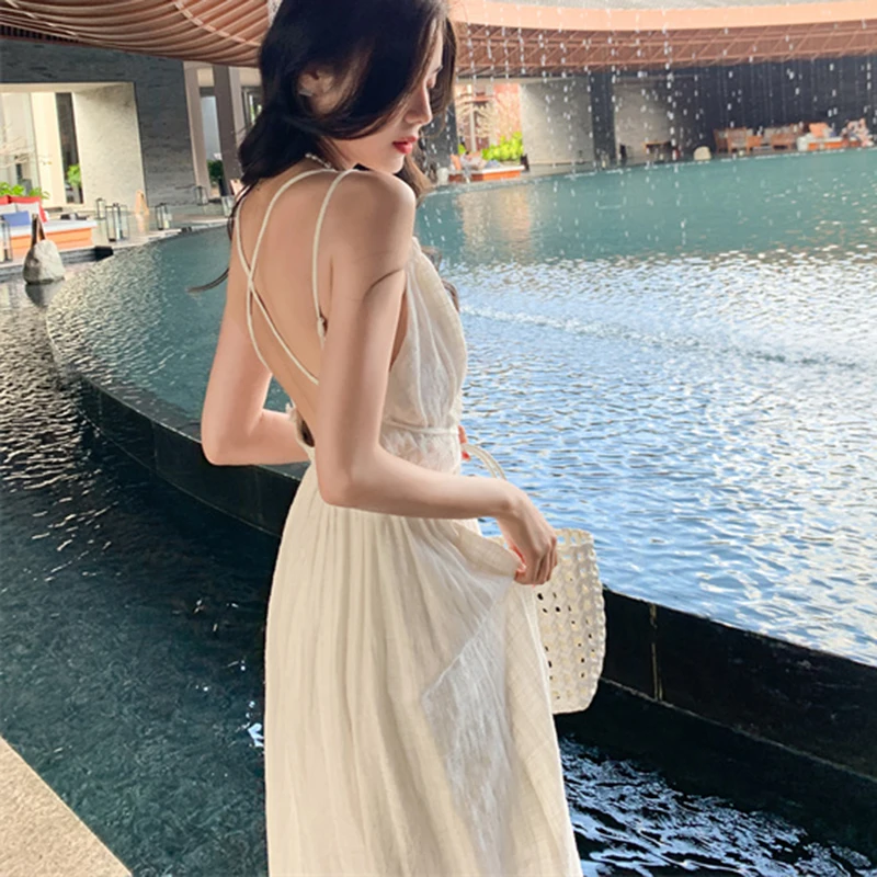 

New In Strapless Summer Beach Chic Dresses 2023 Elegant Solid Slim Women's Vacation Casual Sexy Long Sundress Runway Vestidos