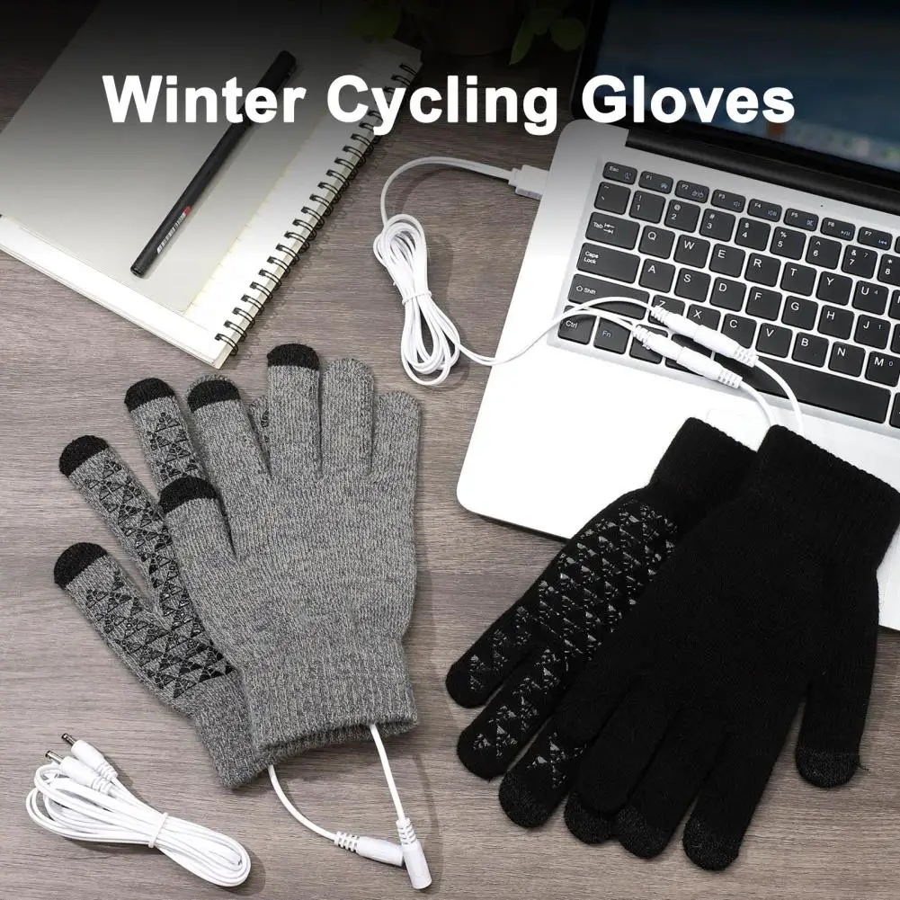 

USB 5V Heated Gloves Winter Warm Heating Gloves For Men Women Knitted Touchscreen Mittens Outdoor Cycling Skiing Heated Gloves