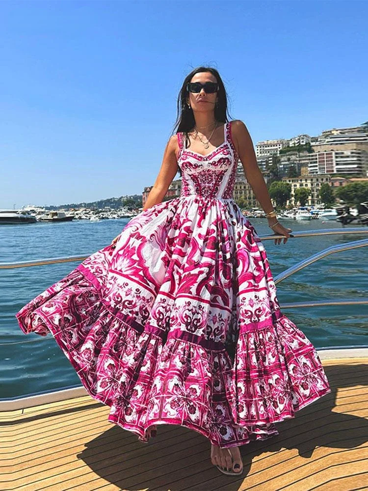 Elegant Printed Suspender Dress For Women Elegant Sleevelessv Neck Layered Long Vestidos Summer Female Party Vacation Dresses
Elegant Printed Suspender Dress For Women Elegant Sleevelessv Neck Layered Long Vestidos Summer Female Party Vacation Dresses