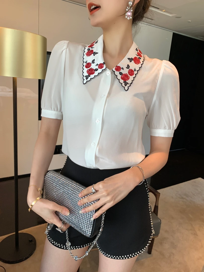 151275 Fashion Classic Trendy Luxury Design New Polo Embroidered Flower Decoration Bubble Short Sleeve Shirt Female M5
151275 Fashion Classic Trendy Luxury Design New Polo Embroidered Flower Decoration Bubble Short Sleeve Shirt Female M5