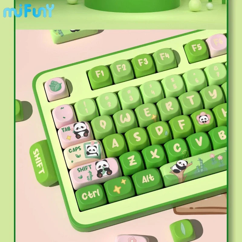 

MiFuny Original Panda keycaps Green Forest Series MOA Profile Custom Resin KeyCaps for 131keys cute Kawaii Mechanical Keyboard