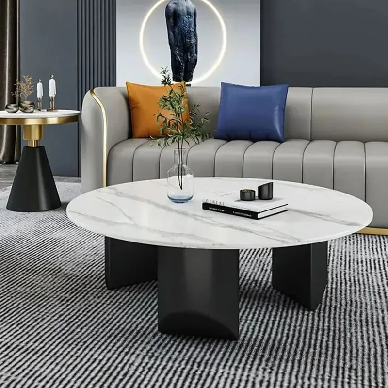 

Unique Waterproof Coffee Tables Round Modern Aesthetic Minimalist Coffee Tables Design Marble Table Basse Living Room Furniture