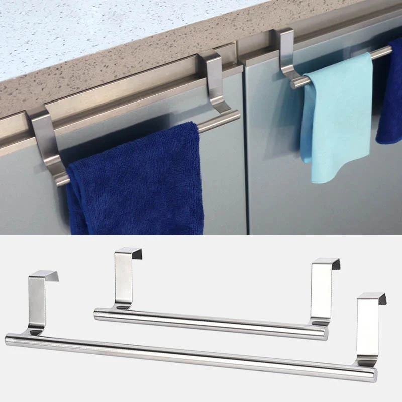 

Towel Rack Over Door Towel Bar Hanging Holder Stainless Steel Bathroom Kitchen Cabinet Towel Rag Rack Shelf Hanger