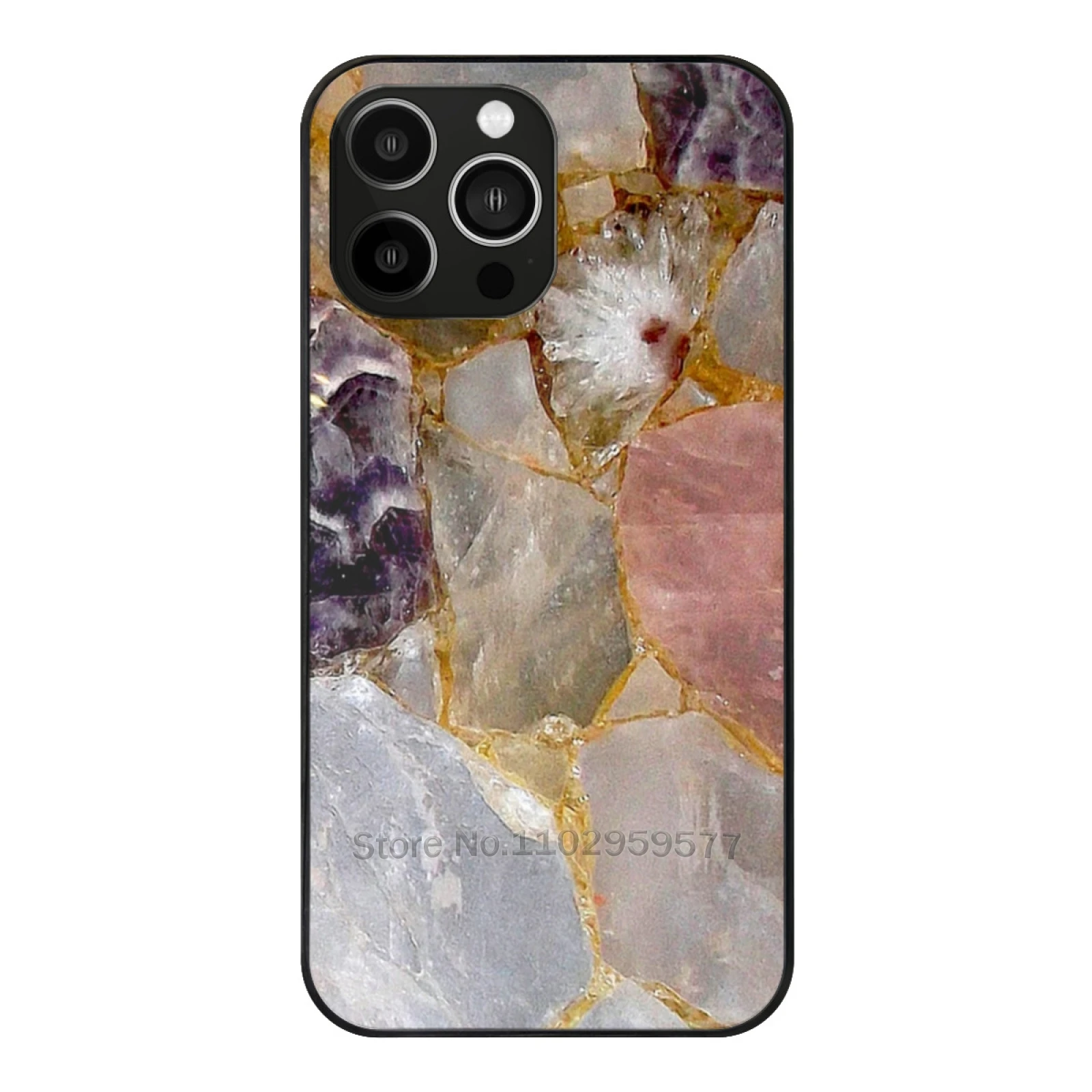 

Rose Quartz Amethyst White Geode Gemstone Phone Case Tempered Glass For Iphone 15 14 13 11 12 Pro 8 7 Plus X Xr Xs Covers