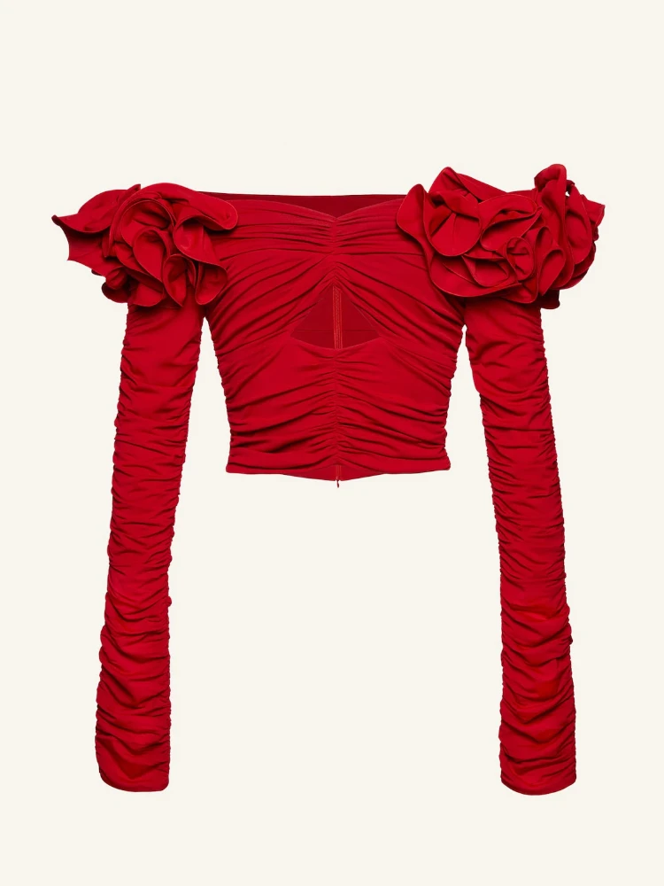 New In Rose Fold Shoulder Slim Top Female New Design Hollow Long Sleeve Off-the-shoulder T-shirt 2023
New In Rose Fold Shoulder Slim Top Female New Design Hollow Long Sleeve Off-the-shoulder T-shirt 2023