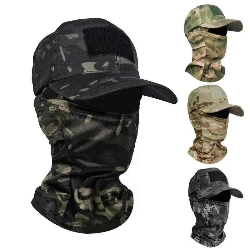 

Outdoor Military Tactical Army Baseball Caps Summer Snapback Sun Hats Outdoor Camouflage Balaclava Half Ski Mask for Men Women