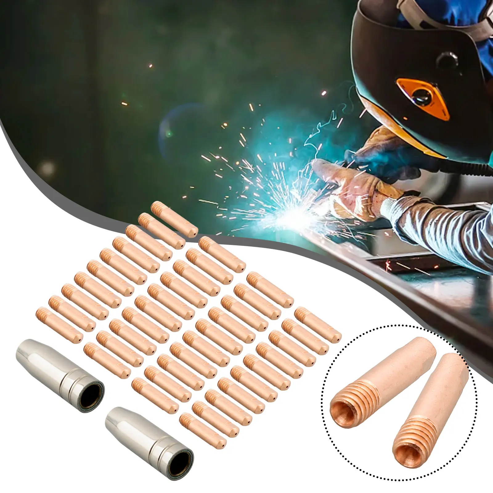 42pcs MB15 15AK Mig Welder Consumable Mig Torch Contact Tips Gas Nozzles 0.8/1mm Tips For Welding Equipment Accessories
42pcs MB15 15AK Mig Welder Consumable Mig Torch Contact Tips Gas Nozzles 0.8/1mm Tips For Welding Equipment Accessories