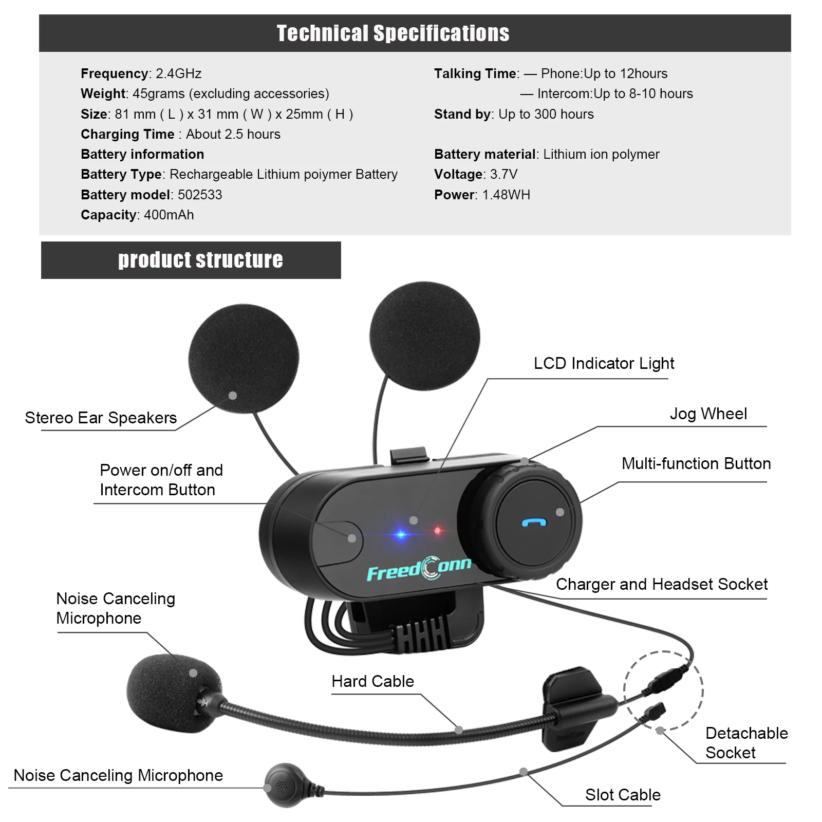 Freedconn Motorcycle Helmet Headset Stereo Bluetooth Hands Free Call Wireless Communication Interphone Music Sharing 6 Riders S1bccce5fb1a84152a407f79a8b31a0087