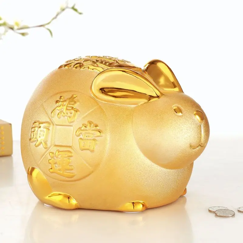 

1pc 2023 Chinese zodiac bunny ceramic piggy bank Cartoon ornaments Home decoration Children's gifts Lucky rabbit piggy bank