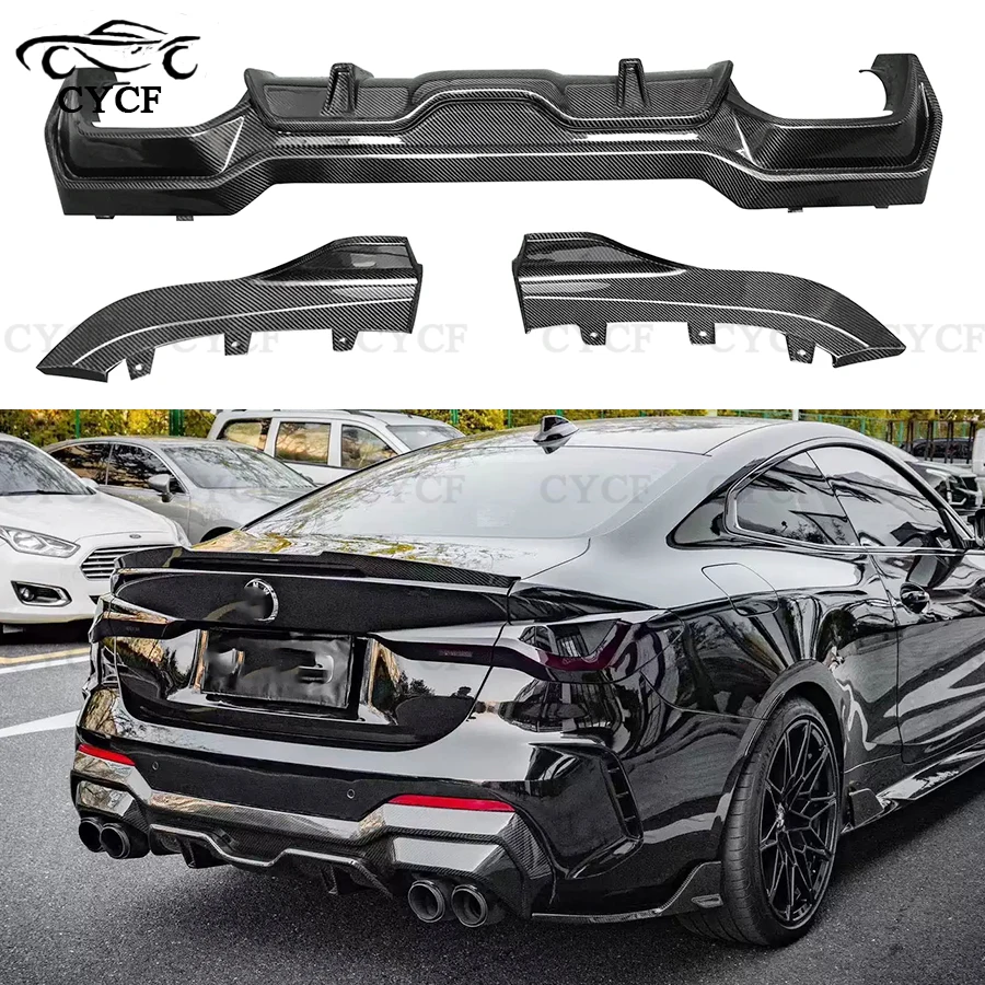 

For BMW 4 Series G22 G23 2021+ High quality Carbon Fiber Rear Lip Diffuser Back Bumper Hugger Spoiler Small encircleme