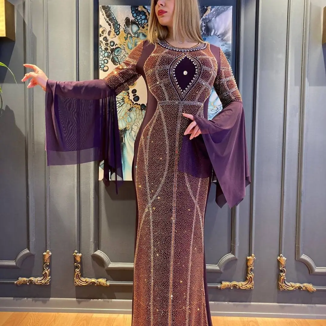 Eid Middle East Women Bell Sleeve Rhinestone Long Party Dresses Muslim Arabian Gown Evening Dress Kimono Robe Elegant Vestidos
Eid Middle East Women Bell Sleeve Rhinestone Long Party Dresses Muslim Arabian Gown Evening Dress Kimono Robe Elegant Vestidos