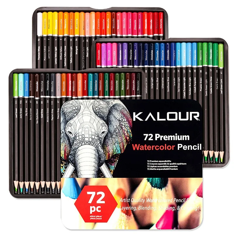 

KALOUR 72pcs Colores Pencil Set Lapices School Supplies Water Soluble 예술용품 Artist Quality Drawing Studen Painting Coloring