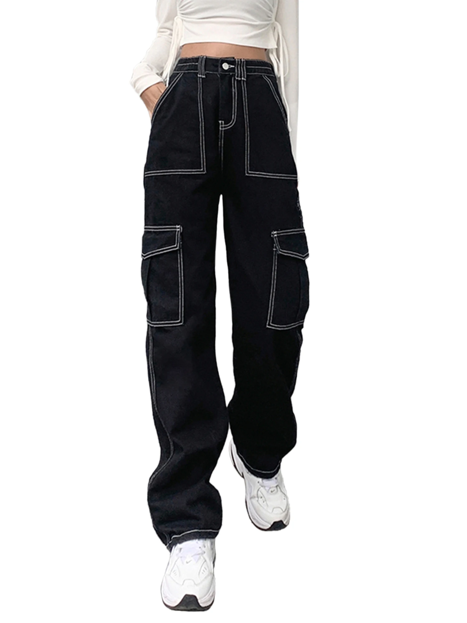 Women Straight Wide Leg Jeans Trendy Stitching High Waist Relaxed Fit Denim Pants with Pockets
Women Straight Wide Leg Jeans Trendy Stitching High Waist Relaxed Fit Denim Pants with Pockets